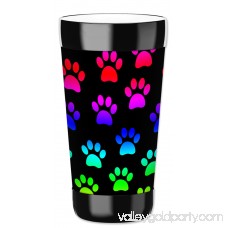 Mugzie 12-Ounce Low Ball Tumbler Drink Cup with Removable Insulated Wetsuit Cover - Paw Prints